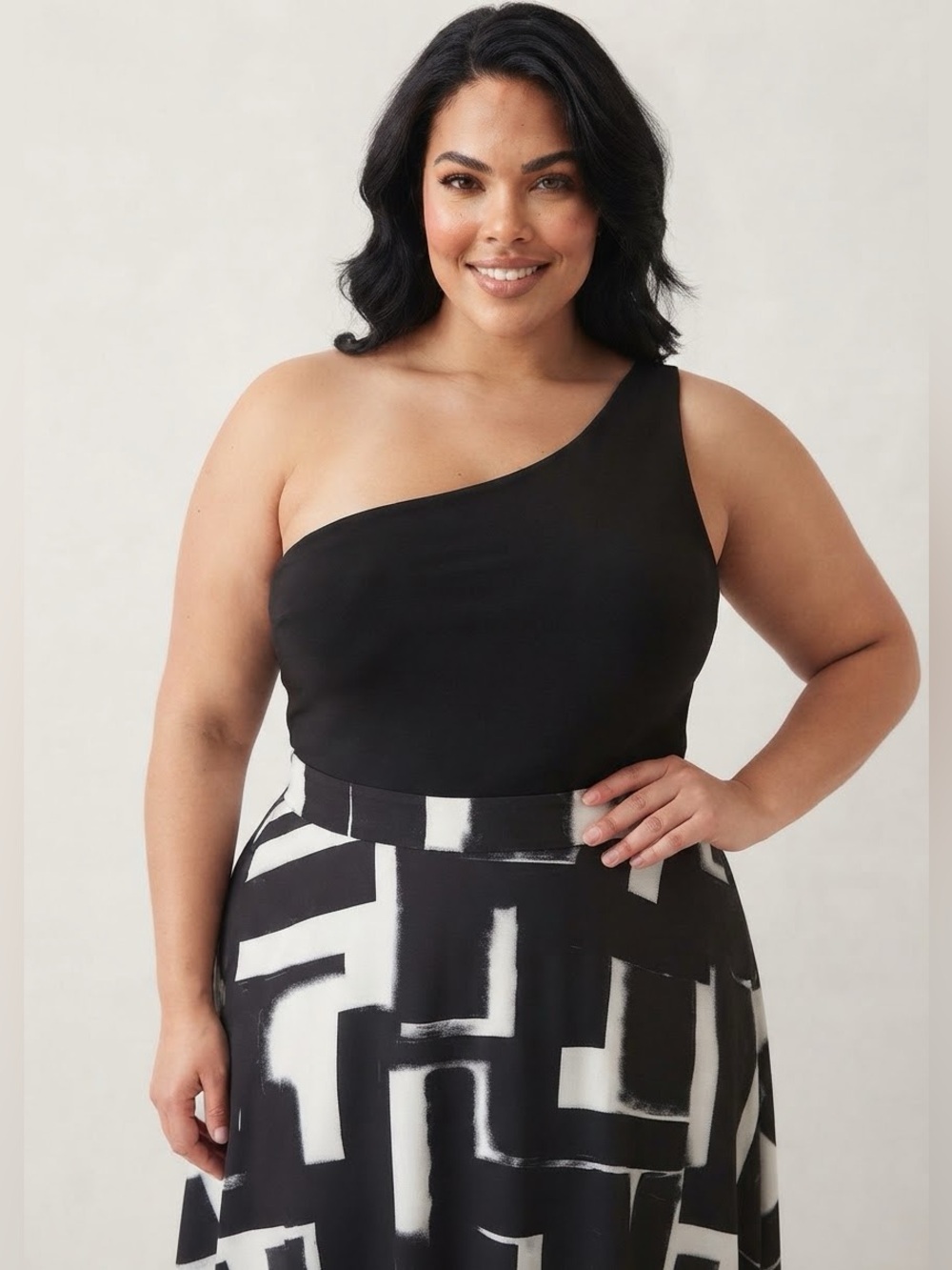 Forever 21 Black Plus Size One Shoulder Bodysuit